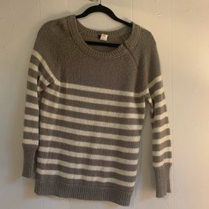 Grey & White Striped J Crew Sweater